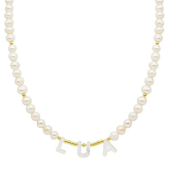 

chains diy hand-made custom name necklace natural freshwater pearls for women trendy charm jewelry christmas 2021 personalized gift, Silver