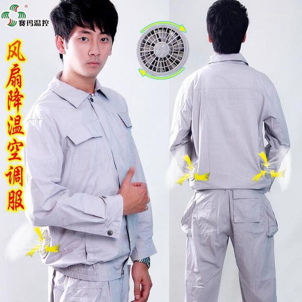 

men's suits & blazers summer selling fan air conditioning clothes prevention of heatstroke cool suit carry work conditioner set1, White;black