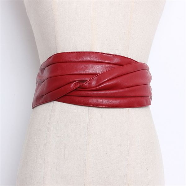 

women's runway fashion pu leather cummerbunds female dress corsets waistband belts decoration wide belt r096 y200501, Black;brown