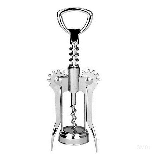 

new creative stainless steel wine bottle simple corkscre chrome plated winged opener corkscrew silver color