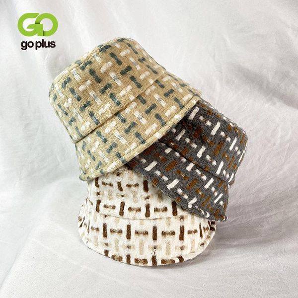 

goplus winter women's bucket hat cap warm soft korean style hats womans czapka zimowa sombreros de mujer chapeau femme, Blue;gray