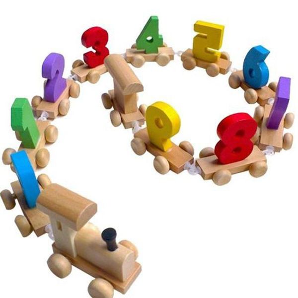 

great colorful digital number wooden train figures railway kids wood mini educational toy early education toy wyq wmtsyb