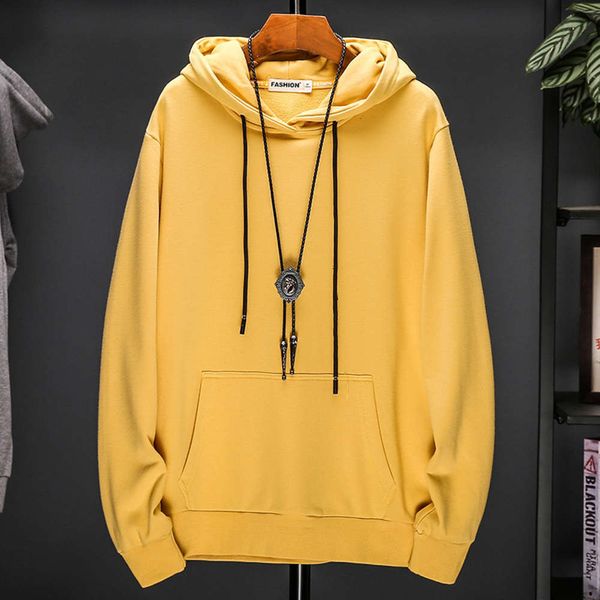 

ins men's bodysuit hooded baseball suit hip hop trend cotton solid color classic versatile young hoodies sweatshirts for men and women, Black