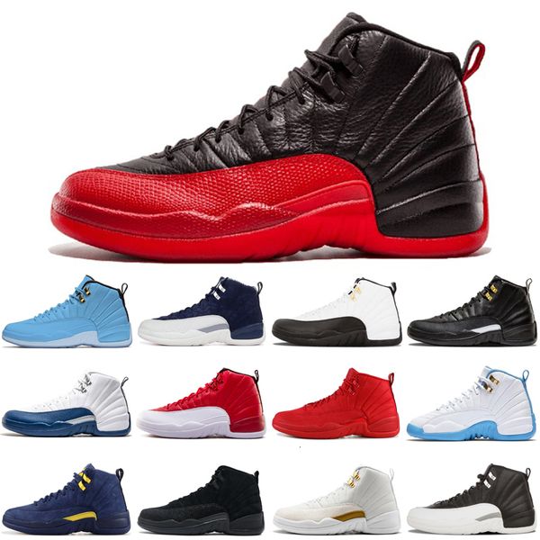 

12 12s men basketball shoes game royal college navy university blue gym red playoffs bulls sports shoes mens trainer shoes, White;red