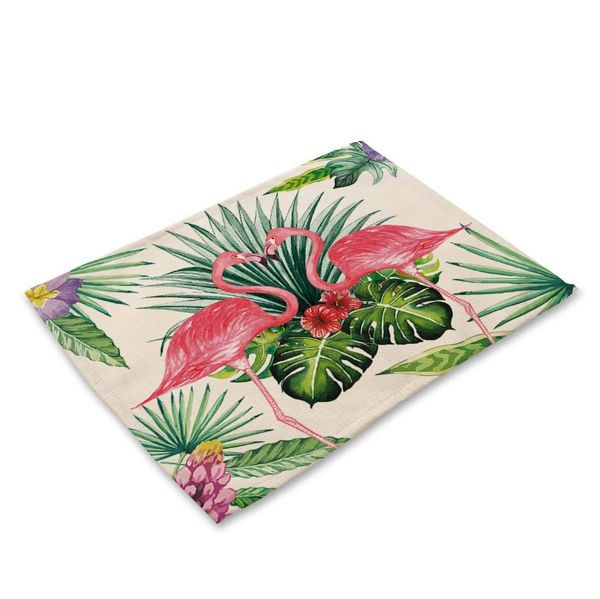 

green plant flower flamingo bird table coasters tropic style banana leaf design mat cloth placemats set table insulation pad cup f wmtxbe