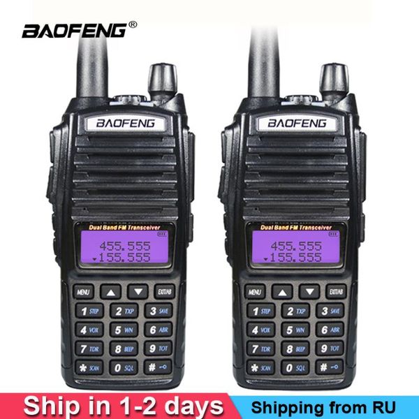 

walkie talkie 2pcs/set baofeng uv-82 uv 82 portable two way radio dual pham cb station vhf uhf uv82 hunting transceiver