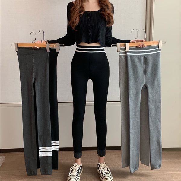 

women yoga pants plus velvet high waist stylist leggings gym clothes womens pants workout leggings lady elastic dancing bodysuit, Black