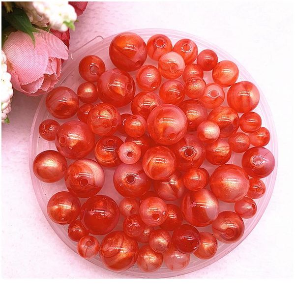 

new 8 10 12 14mm colour gold powder round acrylic beads spacer loose beads for jewelry making diy handmade qylsvk