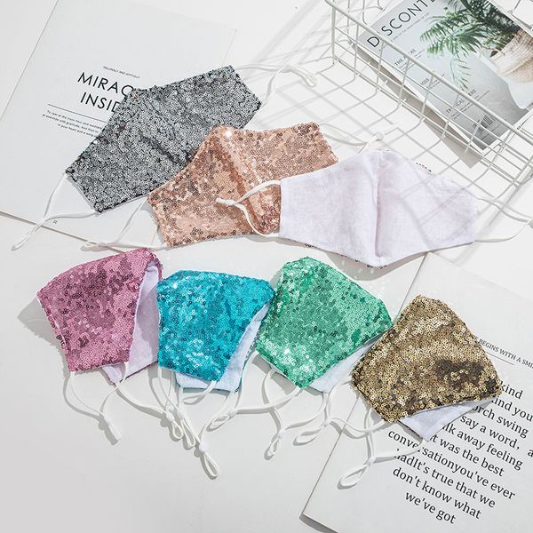 

bling sequins color dustproof fashion mouth masks designer washable reusable women face mask