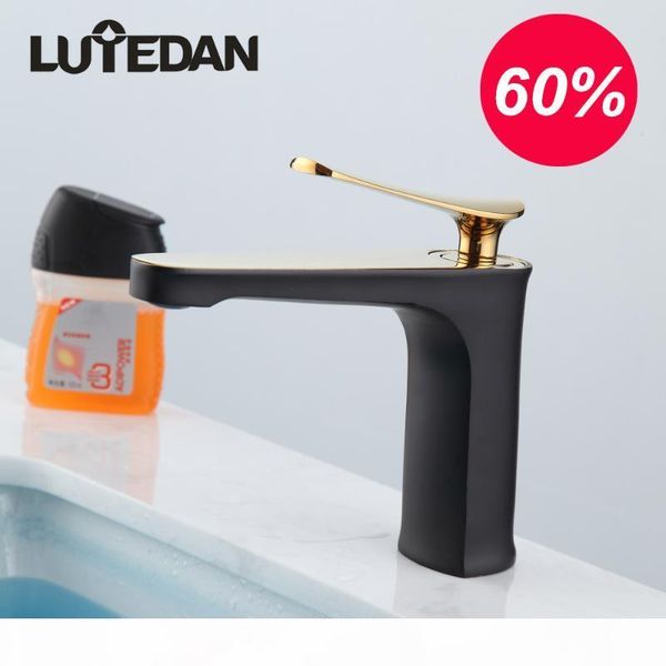

lutedan смесители бассейна латунный черный раковины ванной комнаты кран горячей и холодной воды смеситель на бортике одно отверстие смесител