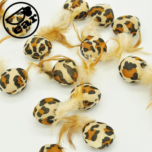 

cat toys 10pcs/lot leopard design pet mini playing with feather mouse