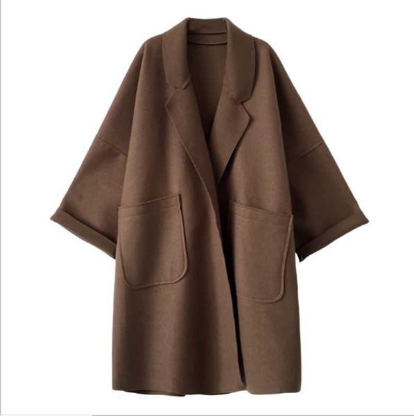 

2020 winter oversize bann female long new korean temperament women's popular outerwear woolen coat, Black
