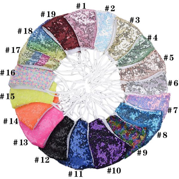 

mask 3d washable reusable fashion bling care shield sun gold elbow sequins shiny face mount masks for pm2.5 filter fy923
