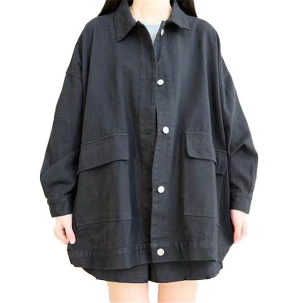 

new spring autumn women's jackets vintage loose lady trendy big size coats pockets female overcoats outerwear femme clothing, Black;brown