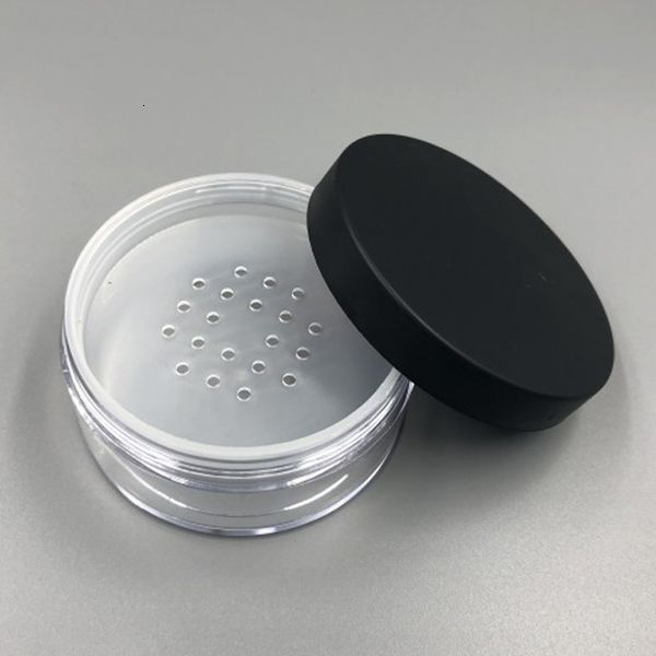

empty 50g jar 50ml cosmetic makeup loose powder containers case box with sifter black lids