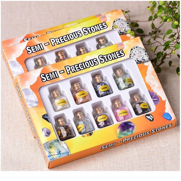 

1set natural crystal rock stone gravel wishing bottles rough minerals specimen teaching specimens home decoration childr qylszd, Black