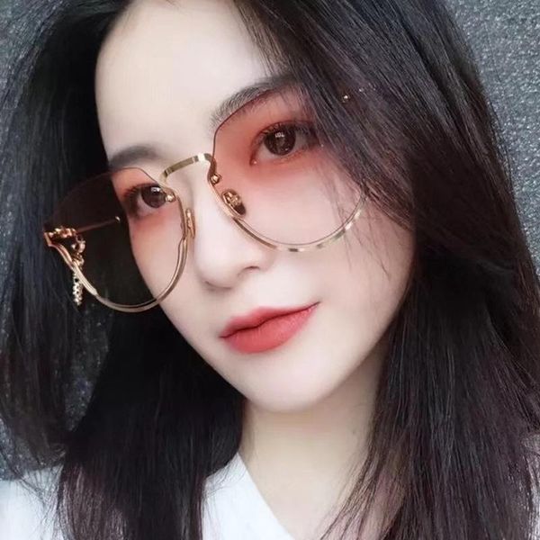 

sunglasses 2021 rimless gradient women fashion flat rose gold sun glasses shades mn2327, White;black
