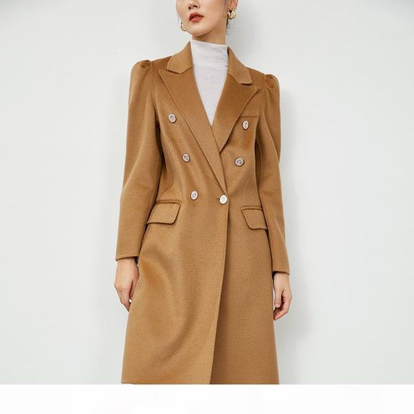

2020 custom made womens x-long pink camel double sided cashmere wool coats turtle neck long sleeves dhl ing, Black