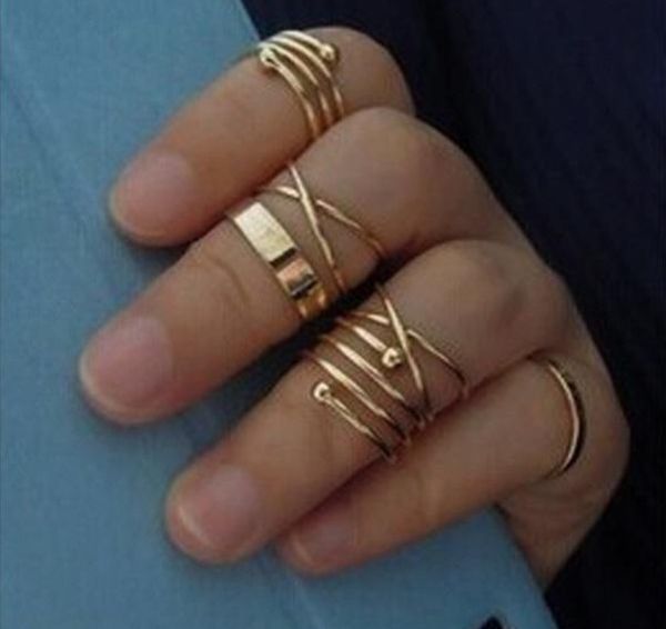 

new unique ring set punk knuckle rings for women finger ring 6 pcs ring set selling r41, Silver