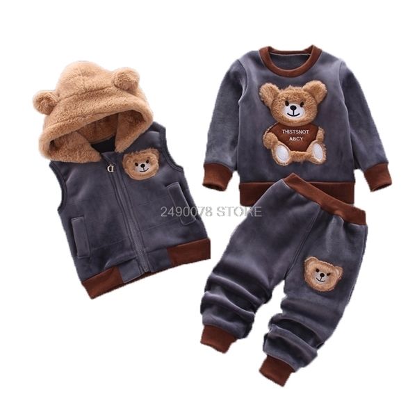 

newborn baby boys girls autumn winter warm hoody coat + sweatshirt + pants 3pcs suit infant kids children sports toddler clothes q1215, White