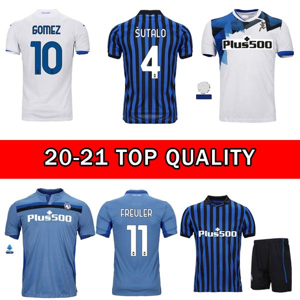 

2021 atalanta b.c. soccer jersey #10 gomez #72 ilicic 20 21 men soccer shirt home blue away white customized football shirts, Black;yellow