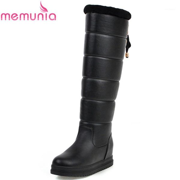 

memunia 2020 new arrival knee high boots women thick fur warm winter snow boots waterproof non-slip sweet casual shoes woman1, Black