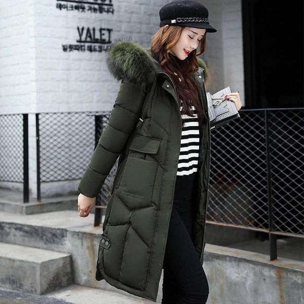 

fashion long down jacket 2020 new warm winter duck down jacket women down coat hooded fur collar winter jacket female outwear, Black