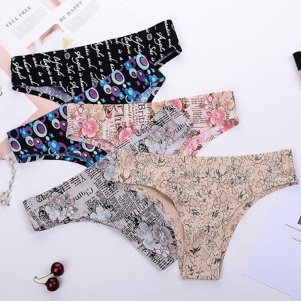 

3 pieces/pack female briefs women panties seamless ice silk underwear ladies t-back brazilian bikini bottom thong1, Black;pink