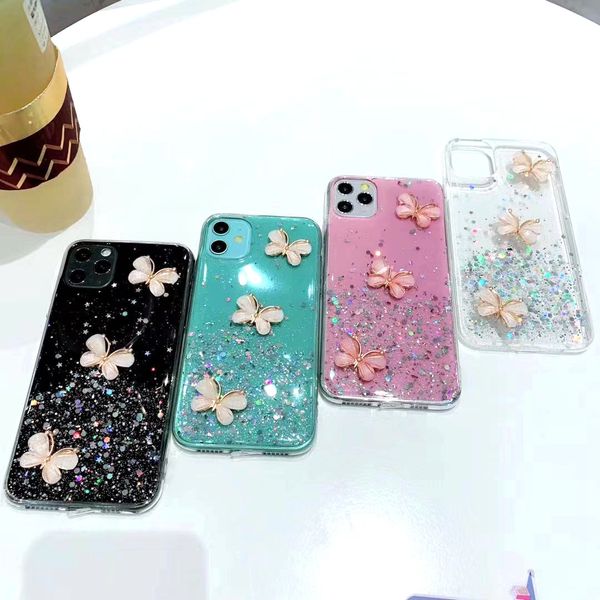 

phone sale 3d 11/6/7/8/plus/x/xs/xr/max bling tpu butterfly case for foil 12 pro gold epoxy cover gel glitter iphone for iphone gir ahwp