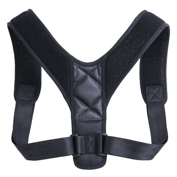 

back support men women adjustable posture corrector strap brace shoulder spine lumbar orthopedic belt 1, Black;blue