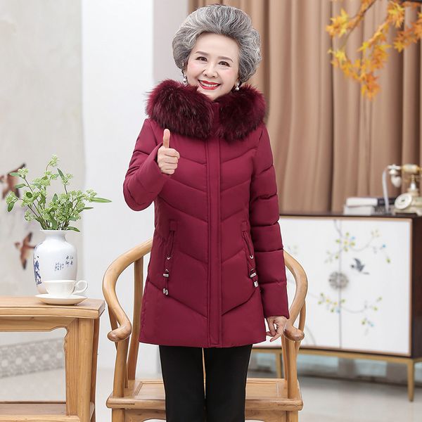 

new grandma clothes 2021 winter mid-length cotton quilted jacket vfti, Black