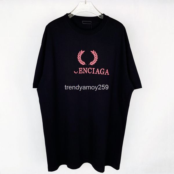 

women's t-shirt reprint summer b house letter wheat print cotton loose short sleeve t-shirt for men and women, White