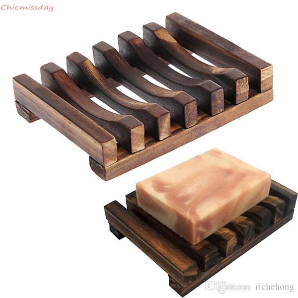 

DHL Fast Ship Natural Wooden Bamboo Soap Dish Tray Holder Storage Soap Rack Plate Box Container for Bath Shower Plate Bathroom FY4366