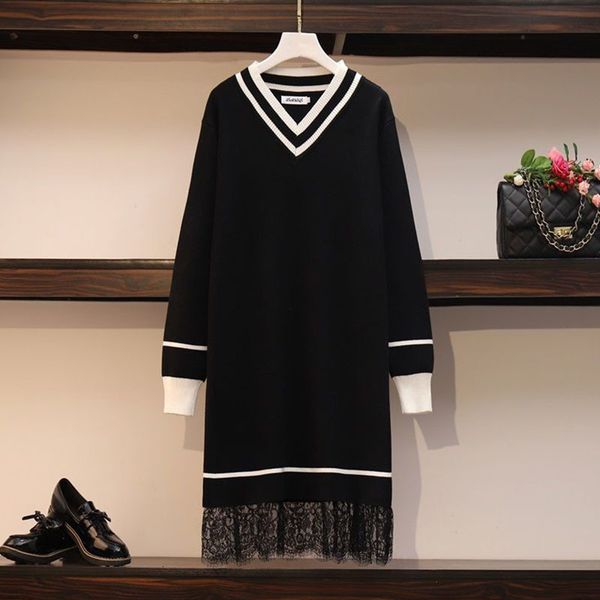 

more female size spring mesh knitted casual elegant fashion lace with cleavage v office mrs. nightgown r639 4v1e, Black;gray