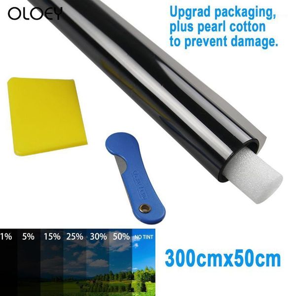 

2020 300cmx50cm black car window foils tint tinting film roll car auto home window glass summer solar uv protector sticker films1