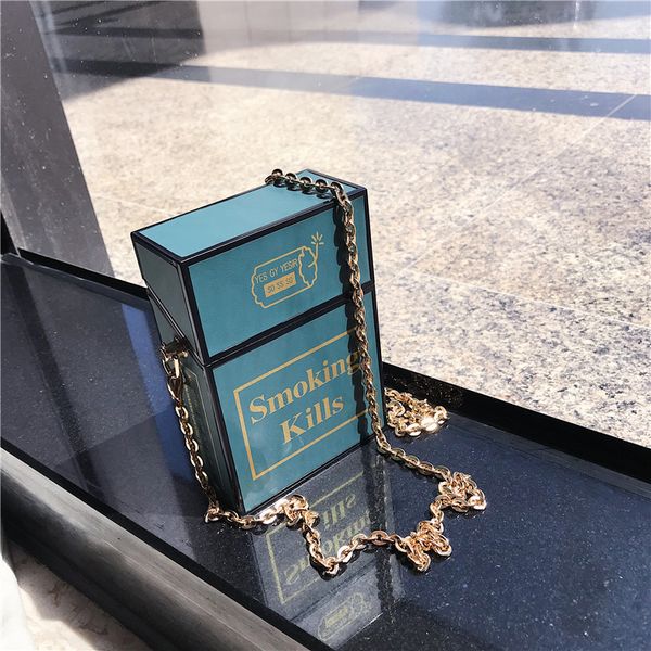 

creative female box chains designer shoulder in case cigarette shape crossbody bag lady funny little girly chic purse 2020 bags