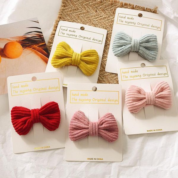 

hair accessories cute girl sweet corduroy korean fabric bangs clip, bow accessories, children bb side does not hurt hair, gifts1, Slivery;white