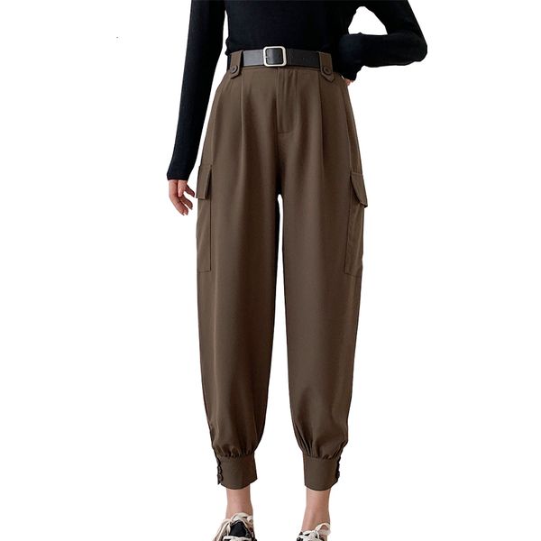 

2021 new autmn ankle length women casual female trousers outwear high waist harem pants fs8i, Black;white