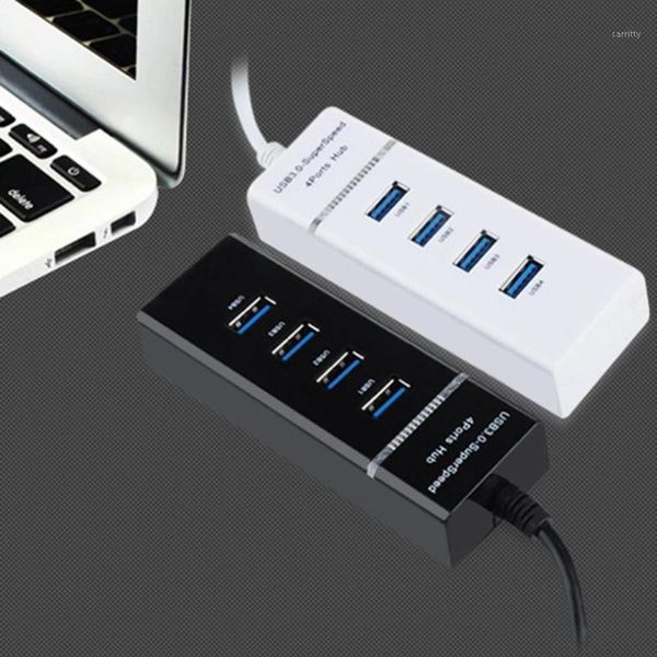

usb hub plug & play portable size 4 ports usb 3.0 hub on / off switches ac adapter cable splitter for pc laprf1
