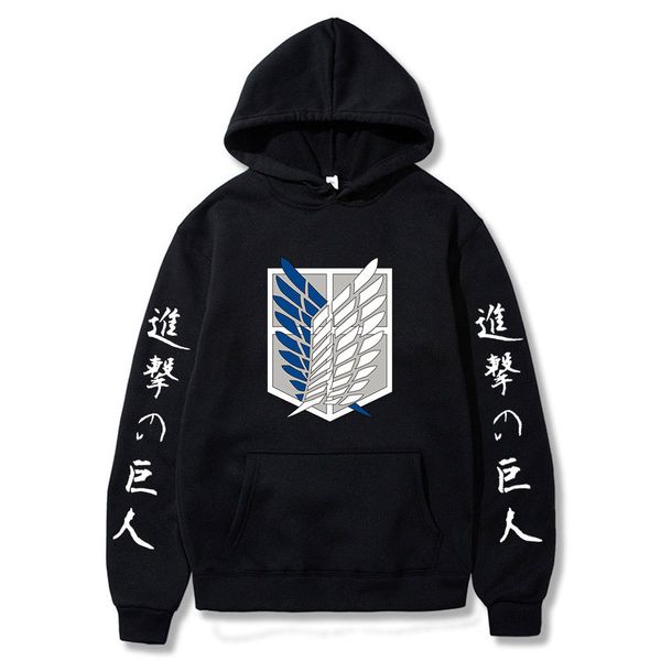 

attack on titan graphic print hoodie men fashion loose pullovers casaul oversize hoodie sweatshirt women pullover hoodies y0111, Black