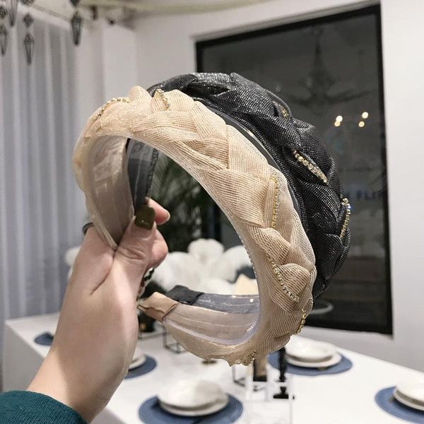 

gauze beaded braid crystal headbands for women diamond hair accessories headband for girls crown flower headband head wrap