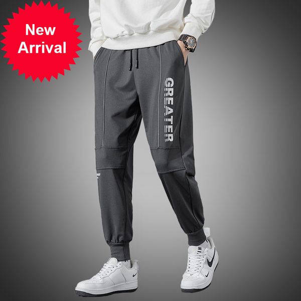 

2020's casual men side-letter printing sweatpants of the runners track running sport bottoms solid pants, Black