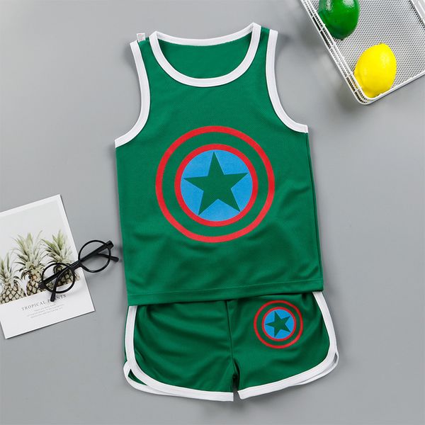 

summer kids infant clothing sets boys toddler baby girls clothes football basketball sports t-shrits shorts outfit children vest q1215 q0112, White