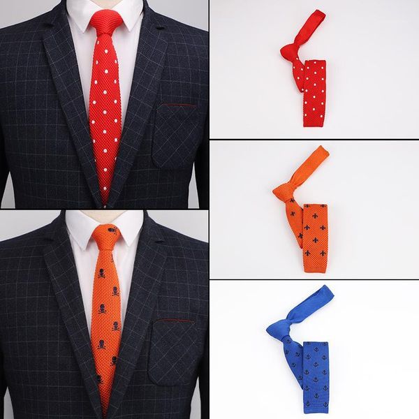 

linbaiway 5.5cm knitted neckties for mens knitted neckties for wedding party dress gravatas slim necktie accessory custom logo1, Blue;purple