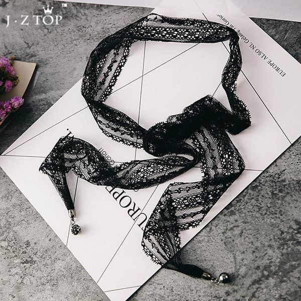 

chokers black lace choker necklace for women rhinestone ball pendant long necklaces tattoo sweater chain ladies collier, Golden;silver