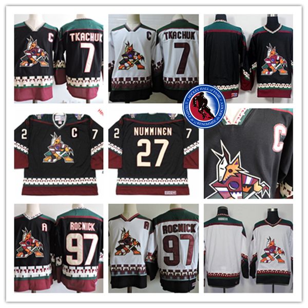 

mens arizona coyotes jeremy roenick hockey jerseys 1990s black classic vintage #7 keith tkachuk #27 teppo numminen phoenix coyotes jersey