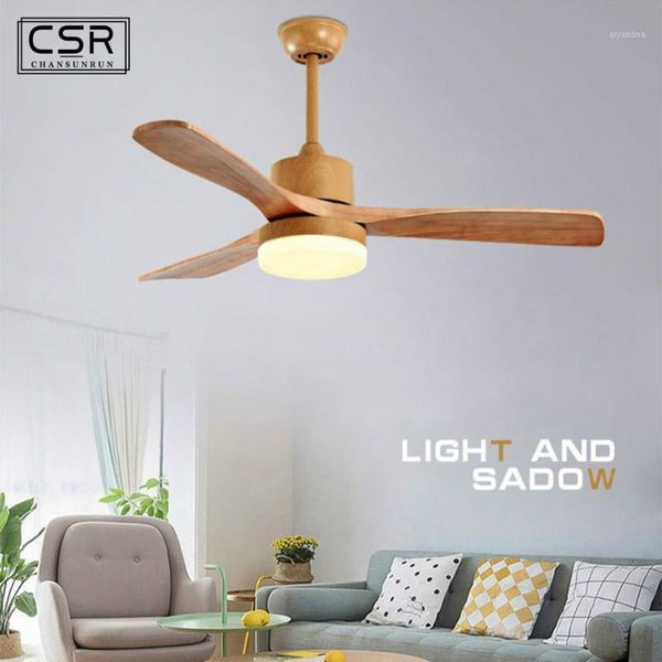 

electric fans 42 48 52 inch led ceiling light for living room 220v wooden fan with lights 3 blades cooling remote dimming lamp1