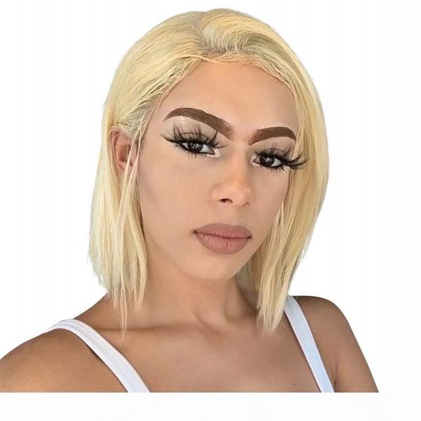 

613 blonde full lace wig straight human hair bob wigs 130% density brazilian remy hair lace front wigs, Black;brown