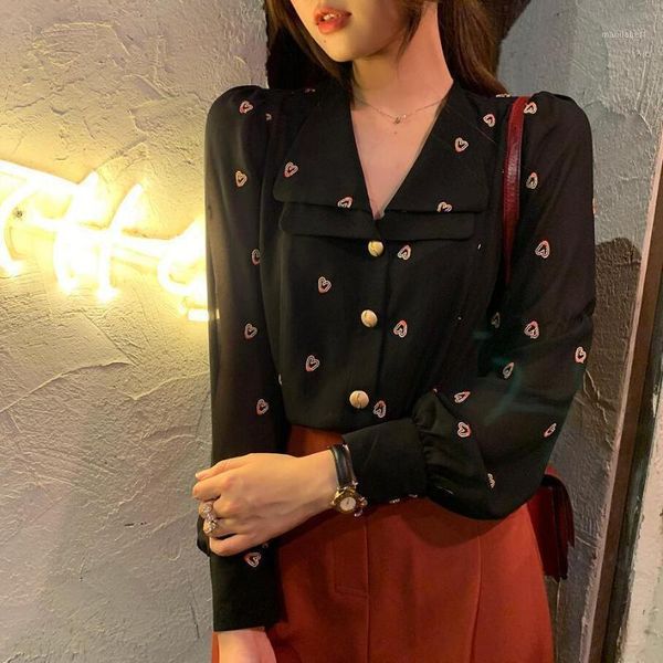 

lady print vintage women elegant office long sleeve embroidery blouse casual loosekorean 2020 autumn women's clothing1, White