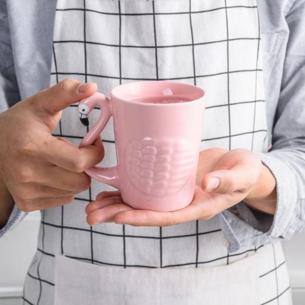 

3d flamingo pink ceramic coffee mug for drink or gift